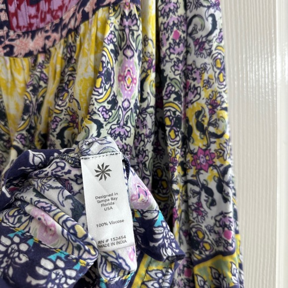 Kyla Seo‎ Geometric Boho Balloon Long Sleeve Peplum Tunic Top Handmade India 1X - Picture 3 of 8